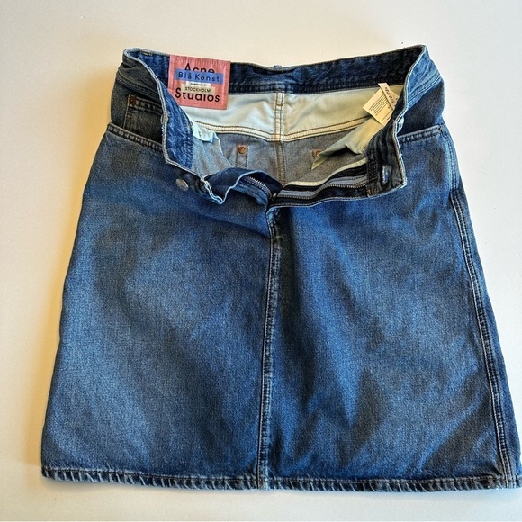 Acne Studios Blå Konst Mid Length Denim Jean Skirt Shadow Mid Blu Size 29 - Picture 11 of 14